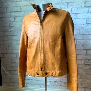Men’s Tan Leather Moto Jacket